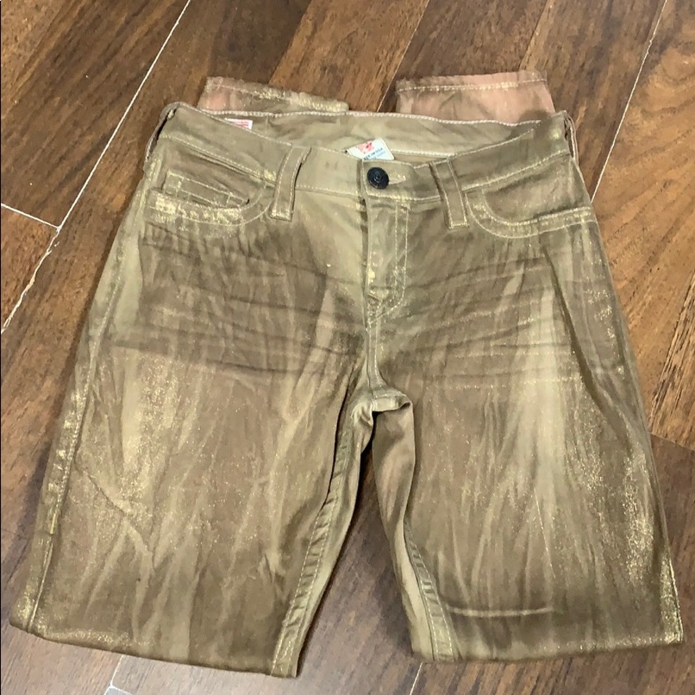 True religion brown/gold skinny jean size 28